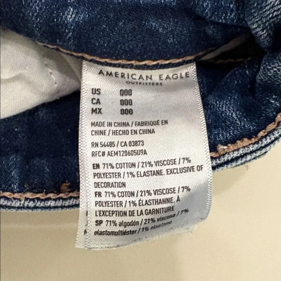 American Eagle Outfitters Dark Blue Distressed Jean Shorts - Picture 5 of 5